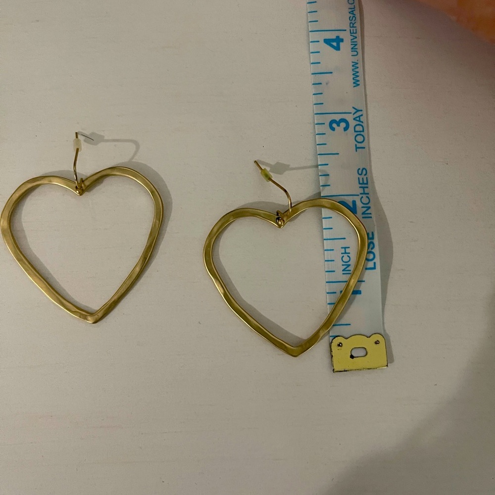 Gold tone, heart earrings
